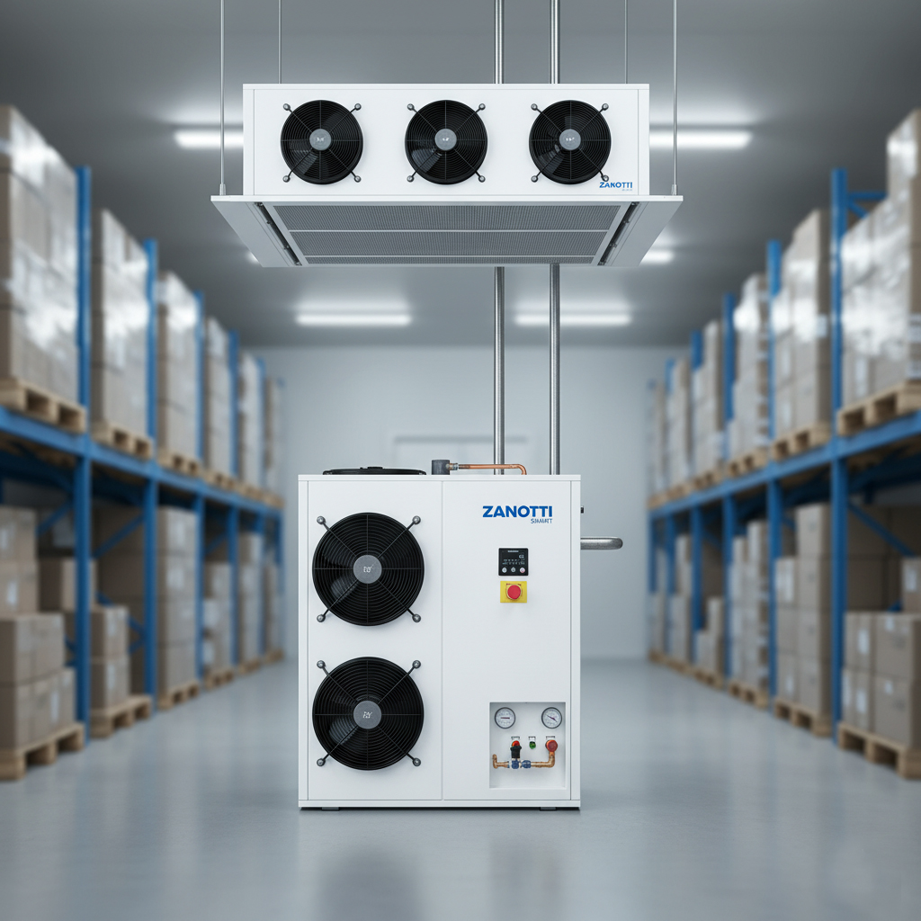 Equipos frigoríficos industriales de alta eficiencia en cuarto frío moderno, soluciones de refrigeración de última generación por EcoClima Costa Rica.